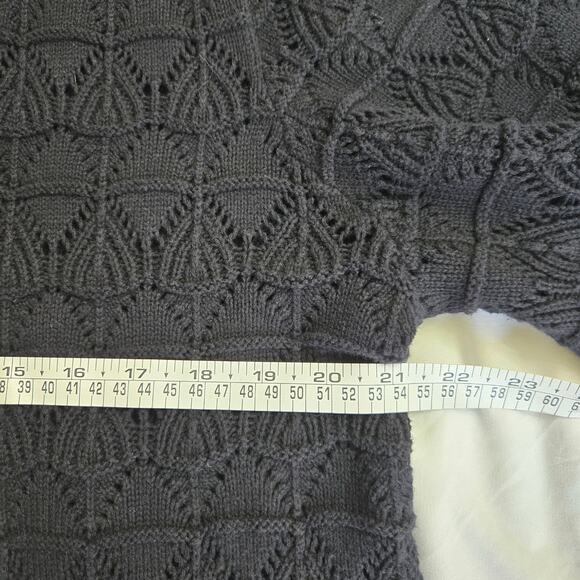 Style & Co Women Boho Whimsigoth Flare Sleeve  Open Knit Crochet Cardigan Top XL - Picture 8 of 9